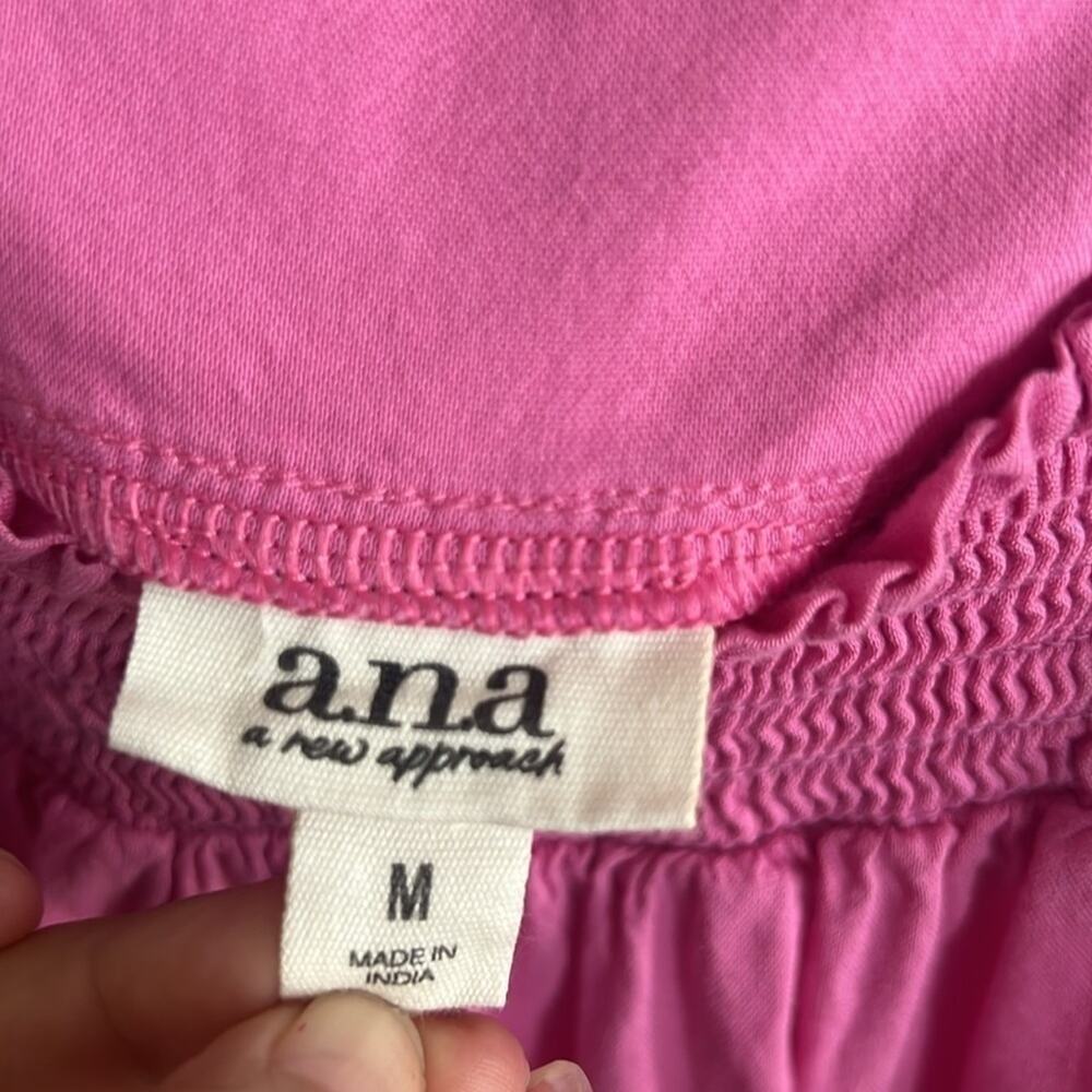 a.n.a Smocked Tank Top Sleeveless Casual Pink Blouse Square Neck Size M - Picture 3 of 7